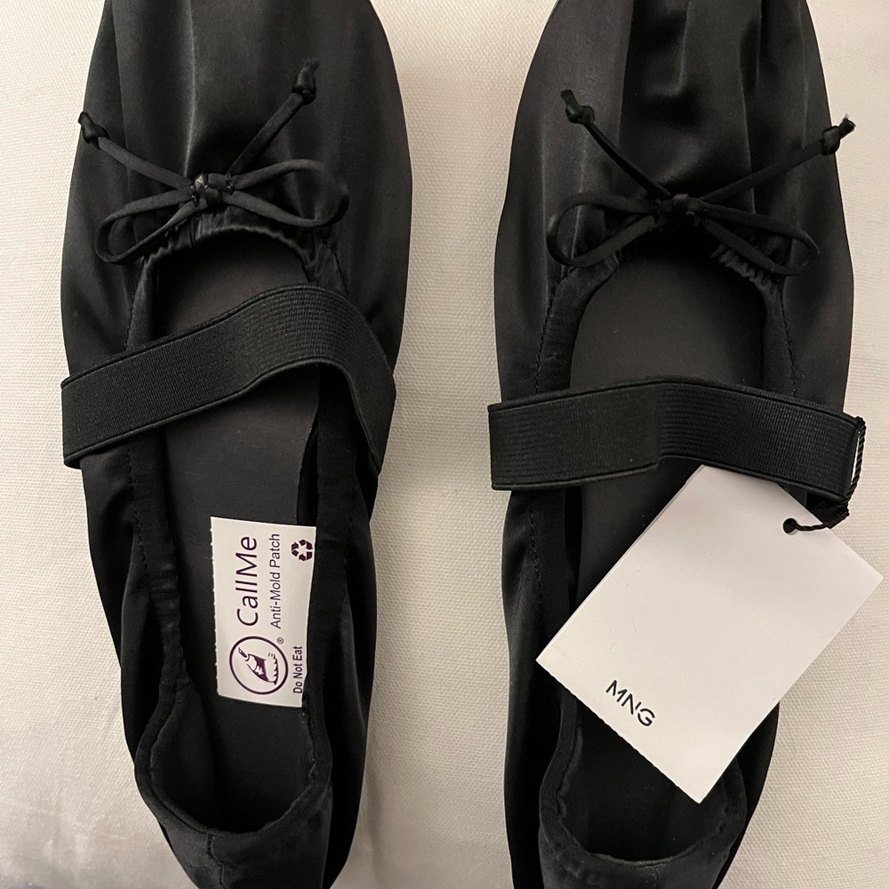 Mango - Elastic satin ballerinas 8 1/2